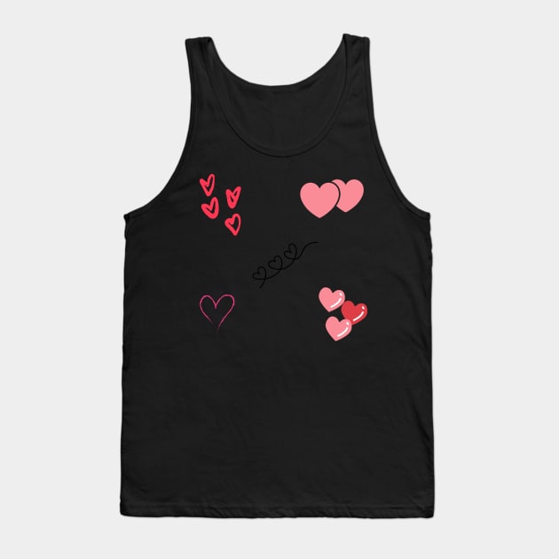 Assortment of Hearts Valentine's Day Sticker Pack Tank Top by stickersbyjori